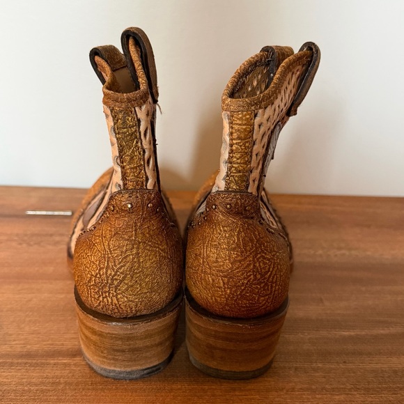 Corral Galapagos Laser Cutout Booties Tan Western Cowgirl Boots Festival Sz 9 - Picture 6 of 8